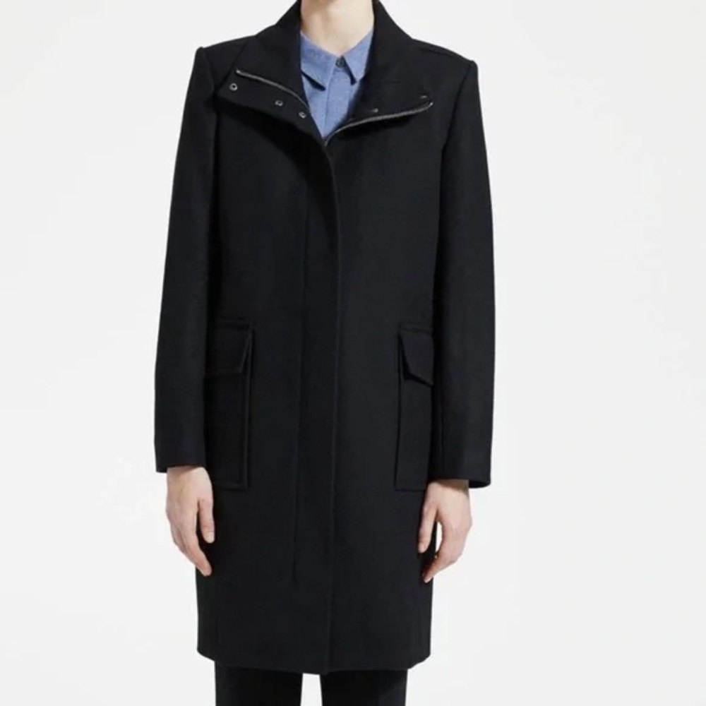 Theory Black Coat | size large | wool blend coat used twice